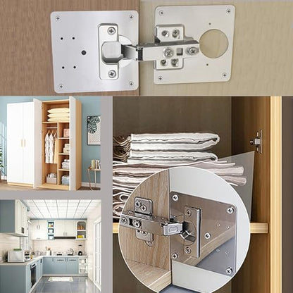 Hinge Repair Plate,Stainless Steel Hinge Repair Brackets,Kitchen Cabinet Repair Plates with Screws for Repair of Door, Home Furniture, Drawer, Boxes, Window, Cupboard (4 Pieces)