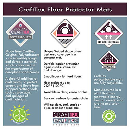 Floortex Pink CraftTex 9Mat 38" x 39" Crafting Protection Mat for Hard Floors - color: Pink