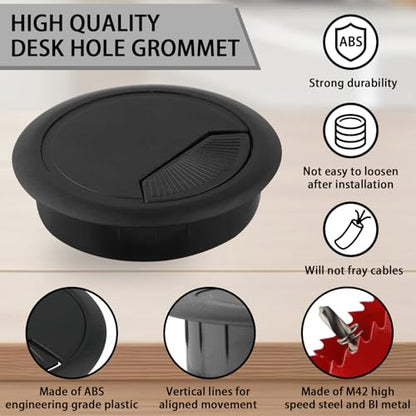 2-3/8 Inch(60mm) Desk Grommet,13 Pieces Wire Grommet, Desk Hole Cover for Cables with Hole Saw,Plastic Cable Cord Wire Hole Cover for Desk, Table,Cabinet,Countertop and Other Furniture(Black) - size: 2-3/8IN/60mm Black-Fan