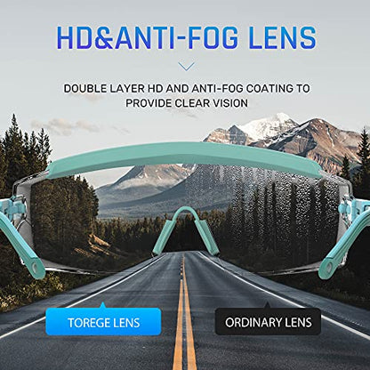 Anti Fog Safety Glasses Safety Goggles Over Glasses Protective Glasses with Anti Scratch Lenses Adjustable - color: Mint Road