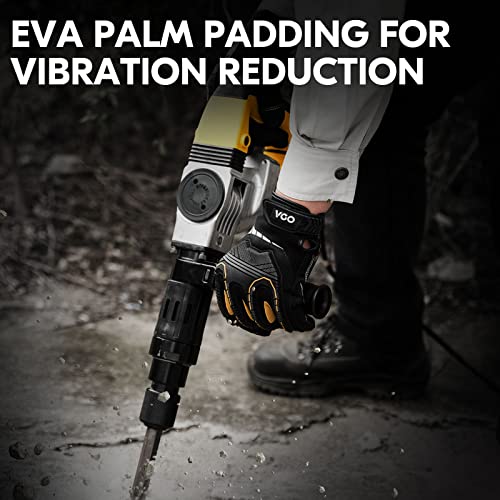 Vgo... 1-Pair Heavy Duty Synthetic Leather Work Gloves, Impact Protection Mechanic Gloves, Rigger Gloves, Vibration Reduction, Touchscreen Capable (Size M, Black, SL8849) - color: Black-regular, size: Medium (1 Pair)