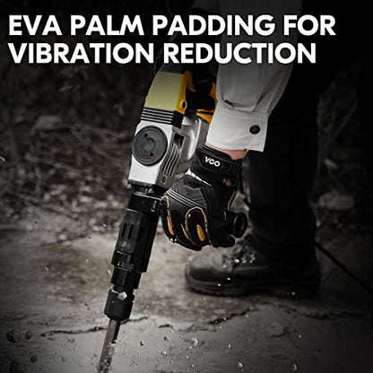 Vgo... 1-Pair Heavy Duty Synthetic Leather Work Gloves, Impact Protection Mechanic Gloves, Rigger Gloves, Vibration Reduction, Touchscreen Capable (Size M, Black, SL8849) - color: Black-regular, size: Medium (1 Pair)