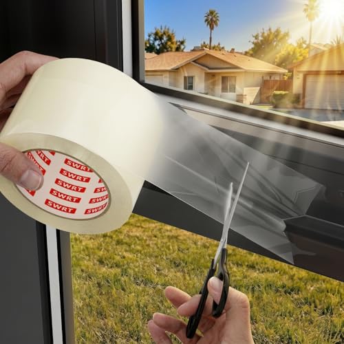 SWRT 3”x 30 YD 8 Mil Heavy Duty Transparent Window Weather Sealing Tape, No Residue Window Insulation for Winter, Preventing Cold Air Loss in Summer Door and Window Seal Kit - size: 3''× 30 YD