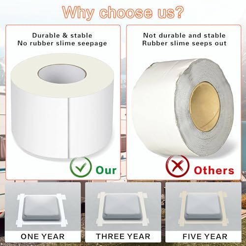 Rv Roof Tape White 4 Inch X 50 Feet, Waterproof Repair Sealant Tape UV-Resistant & Weatherproof Rv Awning Repair Tape for Window, Vent, Boat Sealing, Truck Camper Roof Patch kit Metal Roof Sealant - style: 4in*50ft