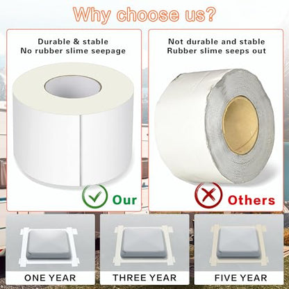 Rv Roof Tape White 4 Inch X 50 Feet, Waterproof Repair Sealant Tape UV-Resistant & Weatherproof Rv Awning Repair Tape for Window, Vent, Boat Sealing, Truck Camper Roof Patch kit Metal Roof Sealant - style: 4in*50ft