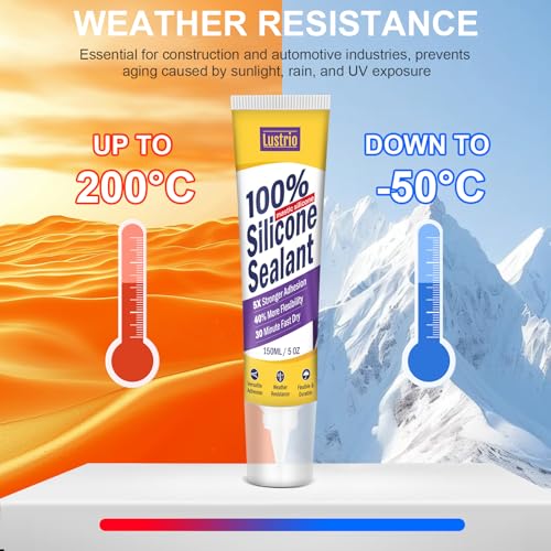 100% Silicone Sealant, High Strength Flexible Waterproof Sealant Adhesive for Bathroom, Kitchen, Sinks, Auto, Doors, Windows, 5 Oz Tube (Gray) - color: gray
