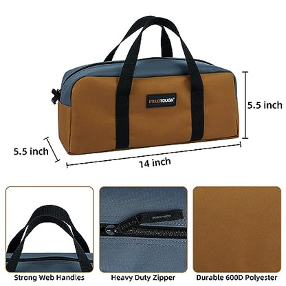 MELOTOUGH Tool Tote Bag Canvas Tool Bag with Zipper Utility 14 Inch Small Tool Storage Bags for Electrician,HVAC,Plumbing,Technician(Black & Grey) - color: B & G