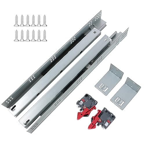 Undermount Soft Close Drawer Slides 21inch,6 Pairs Full Extension Drawer Rails Glides Runners with Locking Device and Rear Mounting Brackets - size: 21 Inch