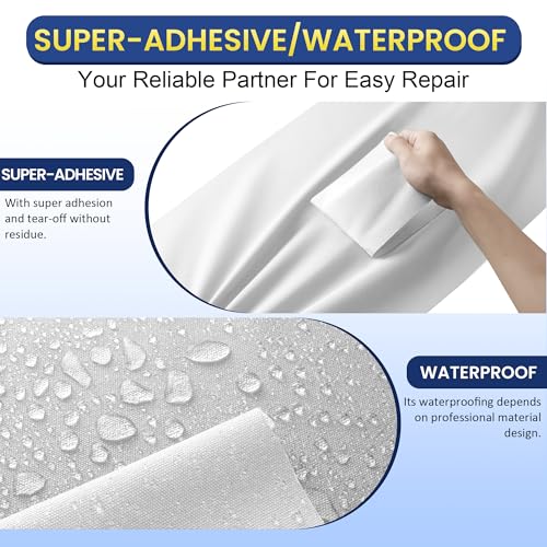 Self-Adhesive Canvas Repair Tape, 4" x 79" Waterproof Canvas Repair Patch, Fabric Patch Repairs Kit for Furniture, Tents, Sunbrellas, Boat Covers Awnings, Couches, Clothes, Bags White - color: White, size: 4" x 79"