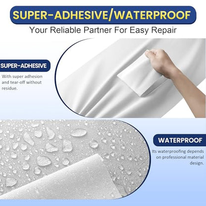 Self-Adhesive Canvas Repair Tape, 4" x 79" Waterproof Canvas Repair Patch, Fabric Patch Repairs Kit for Furniture, Tents, Sunbrellas, Boat Covers Awnings, Couches, Clothes, Bags White - color: White, size: 4" x 79"