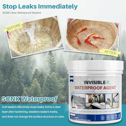 18oz Clear Waterproof Sealant Coating, Polyurethane Leak Repair Agent for Roofs, Bathrooms, Kitchens, Patios, Walls, Indoor and Outdoor Applications - size: 450g