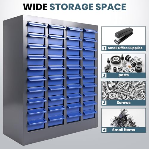 40 Drawer Nut and Bolt Organizer Cabinet, Small Parts Storage Cabinet Bolt Bin with Dividers & Labels, 21"X 9"X 25" Steel Frame Tool Organizer Parts Cabinet for Garage Hardware & Screw Storage - size: 40-Drawer