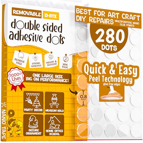 D-NYX Double Sided Tape Sticky Dot Removable Putty No Trace Clear Sticky Tack Waterproof Stickers for Festival Decoration Picture Hanging Museum Wax Gel, Earthquake Putty Hanging Strips Mounting Dots - style: 280 Sticky Dots