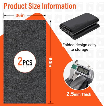 2 Pack 36 x 60 Inch Premium Oil Spill Mat,Garage Floor Mat for Under Car,Highly Absorbent Maintenance Mat Protect Your Floor from Oil Drips, Spills, Splashes and Stains - size: GFM-60x36IN-2PC