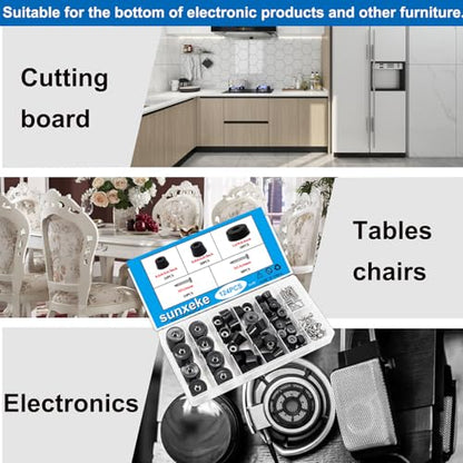 124Pcs Rubber Feet for Cutting Board with Stainless Washer Screws Assortment Kit,3 Sizes (0.6inch, 0.8inch, 1inch),Non Slip Rubber Bumper Feet for Furniture, Cabinets, Electronics - size: 124pcs -3 size
