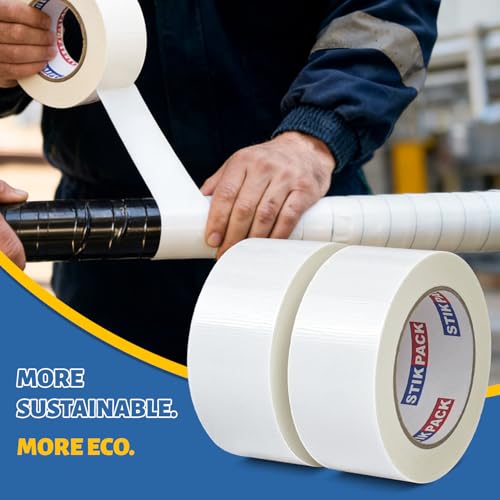 2 Pack Duct Tape Heavy Duty, White Tape 2 Inches x 30 Yards, 8.27 mil, Strong Industrial Strength, Flexible, No Residue, Waterproof and Tear by Hand, Multi-Use for Indoor & Outdoor Repairs - color: White