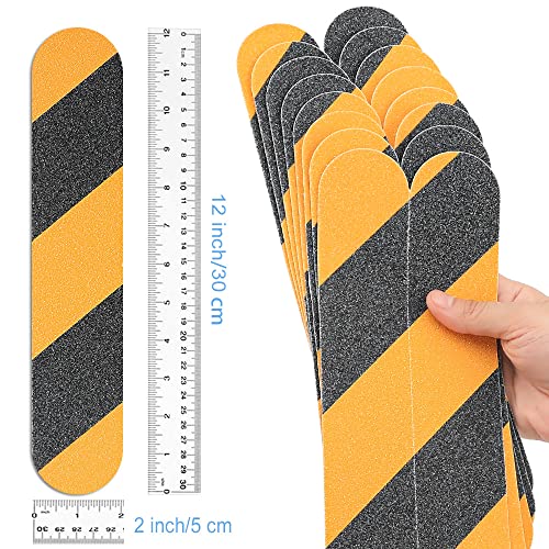 Anti Slip Tape, 16pcs Non Slip Pre-Cut Strips, Treads Safety Non Skid Adhesive Strips for Ladder, Step Stool and Stair (2" x 12", Black/Yellow) - color: Black/Yellow, size: 2" X 12"