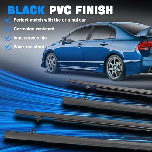 Door Window Trim Seal Weather Stripping Moulding Belt Sweep Felt Fit Honda Civic 2006 2007 2008 2009 2010 2011 4 Door Sedan Replaces 72410-SNA-A01 72450-SNA-A01 72950-SNA-A01 72910-SNA-A01 - size: CIVIC 2006-2011