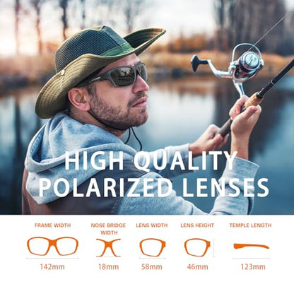 suoso Polarized Sports Sunglasses for Men: UV400 Protection Glasses Wrap Around Goggles for Driving Fishing - color: B11-transparent Blue