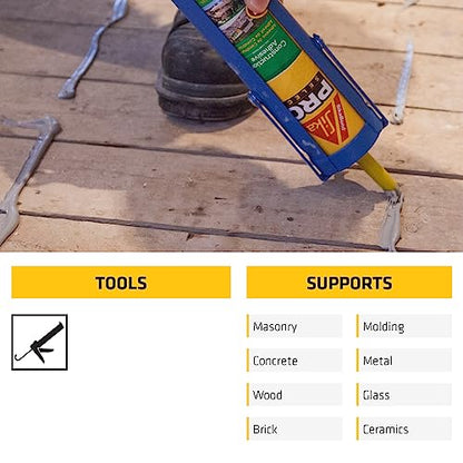 Sika SikaBond Construction Adhesive - Advanced Polyurethane Caulk - Gray - for Outdoor Surface use - Water immersible and Waterproof - 10.1ml (Pack of 2) - size: 10.1 Fl Oz (Pack of 2)