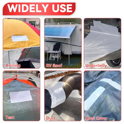 Birllaid Awning Repair Tape for Tarp, Heavy Duty Outdoor Repair Tape for Siding, Boat Covers, Tent, Sail Repair Patch Kit, Waterproof, UVproof, White - color: White