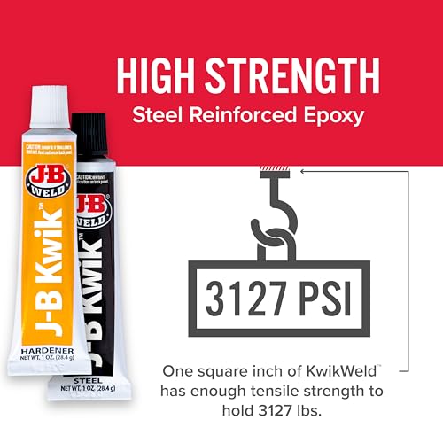 J-B Weld KwikWeld, 6 Minute Set Epoxy, Steel Reinforced Epoxy, High Strength - 2 Pack, Dark Grey (8276-2) - size: 2 Oz - 2 Pack