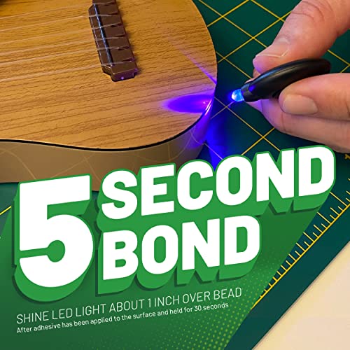 Krazy Fix Light Cure Super Glue with Fast Curing LED Light, 5 Second Bond, Repair Glue for Eyeglass Frames, Phone Cables, Costume Design and More, 0.14 oz