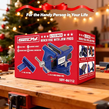 Heavy Duty Bench Vise 4.5 Inch: Table Clamp Woodworking Vice Press Drill Tools Workbench Wood Metal Pipe Work Shop Block Swivel Slide Cross Welding Machine Kit Milling Grip Precision Magnetic Jaw Pad - style: 4.5" Multi-Purpose + Magnetic Pads