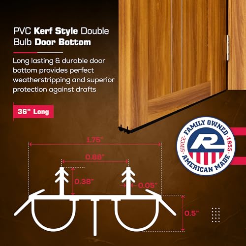 36" Kerf Slide-in Double Bulb Seal Weatherstrip Door Bottom – Durable Seal for Energy Efficiency & Draft Protection (Black) - color: Black