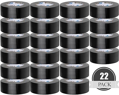 Oleitodh 22 Pack Black Duct Tape Bulk, 2 Inch Heavy Duty (Total 660 Yards), Strong No Residue All-Weather Tape, Tear by Hand, Multi-Use for Indoor - color: Black, size: 2 inch x 30 Yards-22 rolls