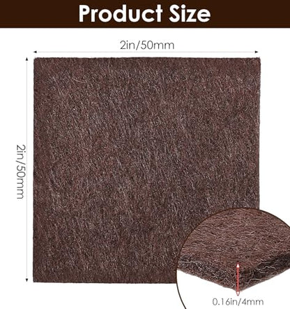 12Pcs Square Felt Furniture Pads, 2x2 Felt Small Furniture Pads Square for Chair Legs, Cuttable Floor Protectors for Hardwood Floors, Brown (1.97 * 1.97 * 0.16 inch)
