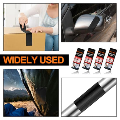 4 Pack 1.77 in x 10 ft Travel Duct Tape Mini Pocket Size Flat Roll Flexible Heavy Duty Waterproof Tear by Hand for Repair Outdoor Emergency Gear EDC DIY Craft Camping Hiking (Black) - size: Black