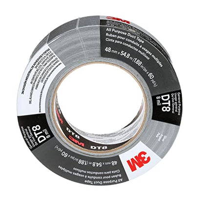 3M DT8 Industrial Strength Multi-Use Duct Tape, Silver, 1.88in x 60 yd x 8 mil Thickness – Professional Grade Adhesive, 1 Pack - color: Silver, size: 1 Roll