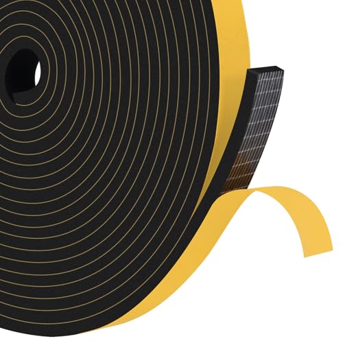 Foam Door Seal Strip, 1/2 in x 1/8 in x 16.5Ft Black Weather Stripping, Tool-Free for Local Tiny Gap Sealing - color: Black, size: 1/2 In x 1/8 In x 16.5Ft