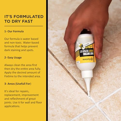 Tile Grout Repair Kit, White Grout Filler Tube 8 oz, Grout Repair Renews, Fast Drying Repait Kit, Grout Sealer for Floor Tile - Spatula Included (2xWhite) - style: 2xWhite