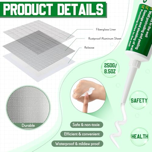 Landical 24 Pieces Large Drywall Repair Kit 4/6/8/12 Inch Drywall Patch Kits with Scraper, Wall Mending Agent Mending Heavy Duty Self Adhesive Mesh Patch for Large Hole Wall and Ceiling