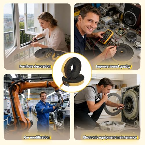 Durable Weather Seal Foam Tape: Strong Adhesive,Noise Reducing & Energy Saving,High-Density CR Foam Material,1/2" x 1/4" x 26 ft for Doors,Windows,AC - Easy Peel & Stick Seal Strip - size: 1/2 In x 1/4 In x 26Ft