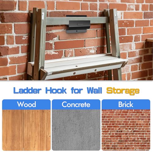 Ladder Hooks for Garage Wall, Wall Mount Heavy Duty Hook for Ladder Patio Furniture, Wheelbarrow, Chair & Ladder, Hanging Bike Hooks for Garage Organization and Storage (4 Pack)