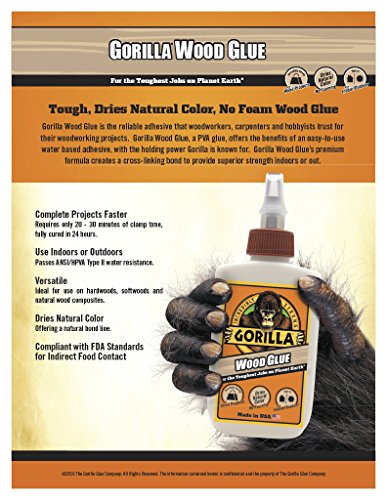 Gorilla Wood Glue, 8 ounce Bottle, (Pack of 7) - size: 8 Ounce (Pack of 7)