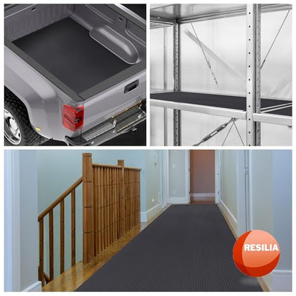 RESILIA Black V-Groove Utility Runner - Waterproof Vinyl Floor/Surface Protector, Heavy Duty Mats, Indoor Hardwood, Hard Floors, Garage, Hallway, Entryway, Kitchen, & Outdoor, 36” x 12’, Made in USA - size: 36" x 144"