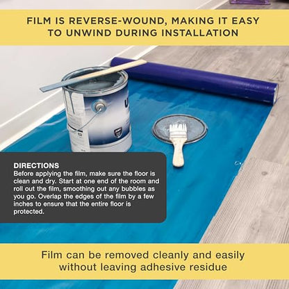 Dura-Gold Floor Protection Film, 36-inch x 100-foot Roll, Clear Plastic Floor Protector, Self-Adhesive Plastic Floor Protection from Foot Traffic, Paint Spills, Dust, Construction, Moving - size: 36-inch-x-100-feet