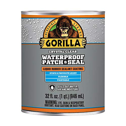 Gorilla Patch & Seal Liquid Rubber Waterproof Sealant, Crystal Clear, 32 Ounce (Pack of 1) - Seals Out Water, Air, and Moisture - color: Clear, size: 1 - Pack