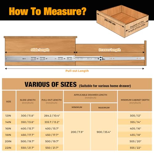 18 Inches Drawer Slides - 1 Pair Soft Close Drawer Slides Heavy Duty Side Mount Ball Bearing Brushed Nickel Drawer Rails with Mounting Brackets, Silver - size: 18 Inch