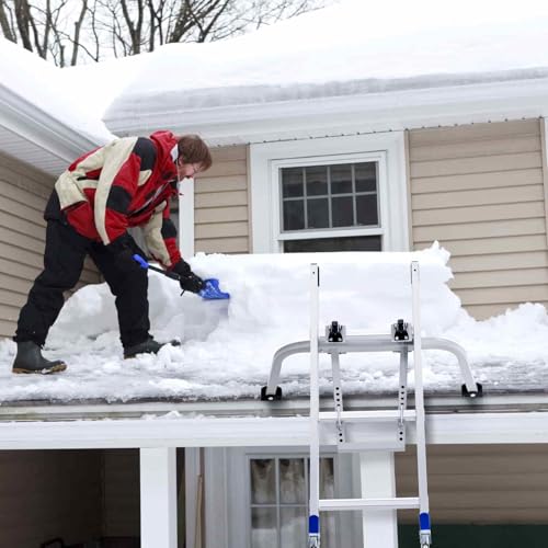 VEVOR Ladder Stabilizer, 2 in 1 Extension Wall Ladder Standoff Hook, Roof Ridge Ladder Accessories Both Horizontally and Vertically, Heavy-Duty Steel Rubber Grip T-Bar, Quick Access to Steep Roofs - size: KH-WD03