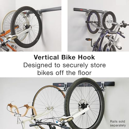 Rubbermaid FastTrack Garage Organization System Vertical Bike Hook Black Holds up to 50 Pounds Wall Mount and Heavy Duty Garage Hanger for Bike Storage - size: 1 Count (Pack of 1), style: Bike Hook