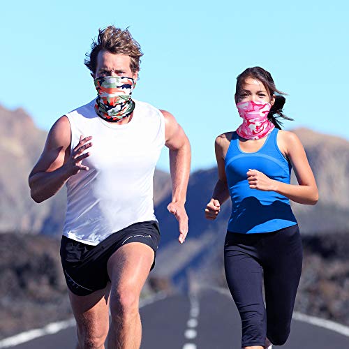 Geyoga Neck Gaiter Bandana Face Mask Summer UV Protection Cooling Breathable Face Mask Neck Scarf Balaclava for Men Women - color: Camouflage Colors