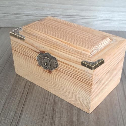 Jewelry Box Hinges Hasp Catch Lock, Antique Engraved Latch and Box Corner Protectors Hardware Kit Brass Hasp Clasp Latch Lock with Screws for DIY Wooden Case Furniture Cabinet Suitcase Decoration