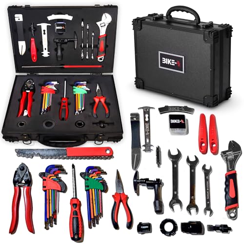 Elite 37-Piece Bike Tool Kit – Bicycle Repair & Maintenance Set for Mountain, Road, BMX & E-Bikes, w/Chain Breaker, Tire Repair Tools & Locking Hard Case