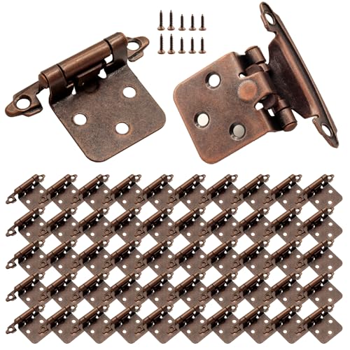 Cabinet Door Hinges Oil Rubbed Bronze for Kitchen Cabinets (25 Pair -50 Pcs) -1/2" Overlay (Variable) Semi-Concealed Cupboard Hinges Face Mount with Upgraded Screws - color: Oil Rubbed Bronze, size: 50 PCS(25 Pairs)