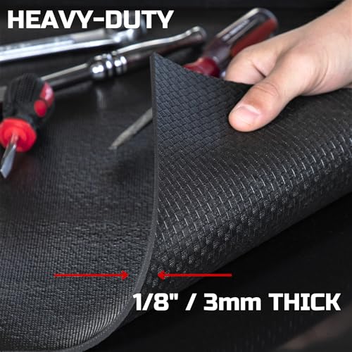ONREVA Tool Box Liner 16 inch wide x 6 ft Large, Thick Heavy Duty Toolbox Drawer Liners, Rolling Tool Chest Foam Mat, Shelf Rubber Mat, Black Non-slip Organizer Pad for Cabinet, Workbench